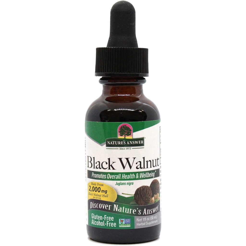 Απάντηση της φύσης Black Walnut Green Hull Extract 1oz - Χωρίς αλκοόλ, χωρίς γλουτένη, Kosher - Black Walnut, Wormwood Black Walnut Clove Parasite Cleanse - Detox & Liver Support, Digestive Cleanser