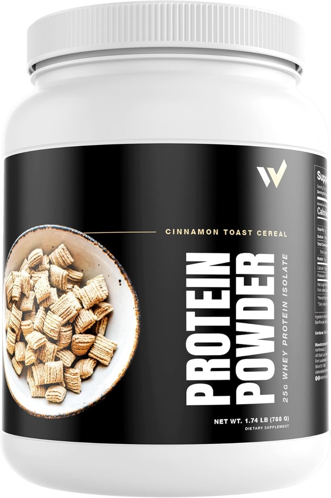Whey Protein Isolate Powder by Ashton Hall - Premium Cinnamon Toast Cereal Flavor - Low-Carb, High-Protein Shake for Muscle Growth & Recovery, Packed with 25g of Whey Protein per Scoop