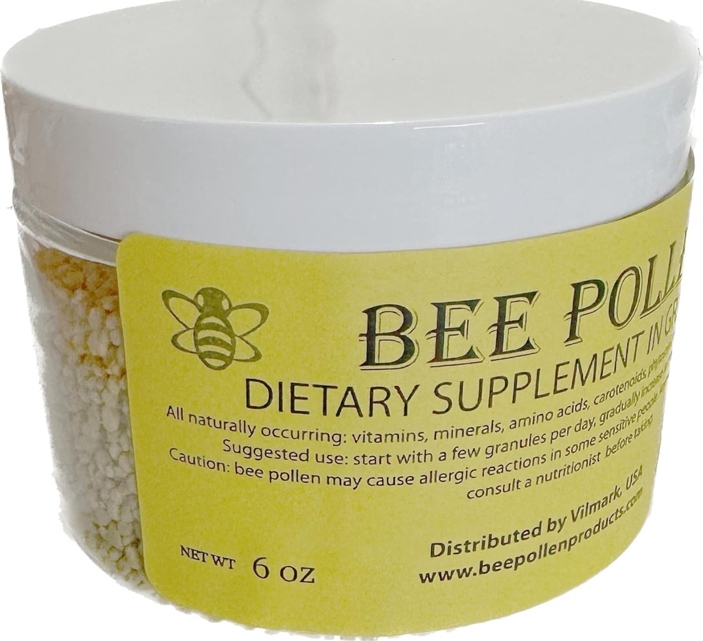6 oz BEE Γύρη 100% καθαρό φυσικό μη επεξεργασμένο Μέλισσα Γύρη Κόκκοι 6 oz σε βάζο