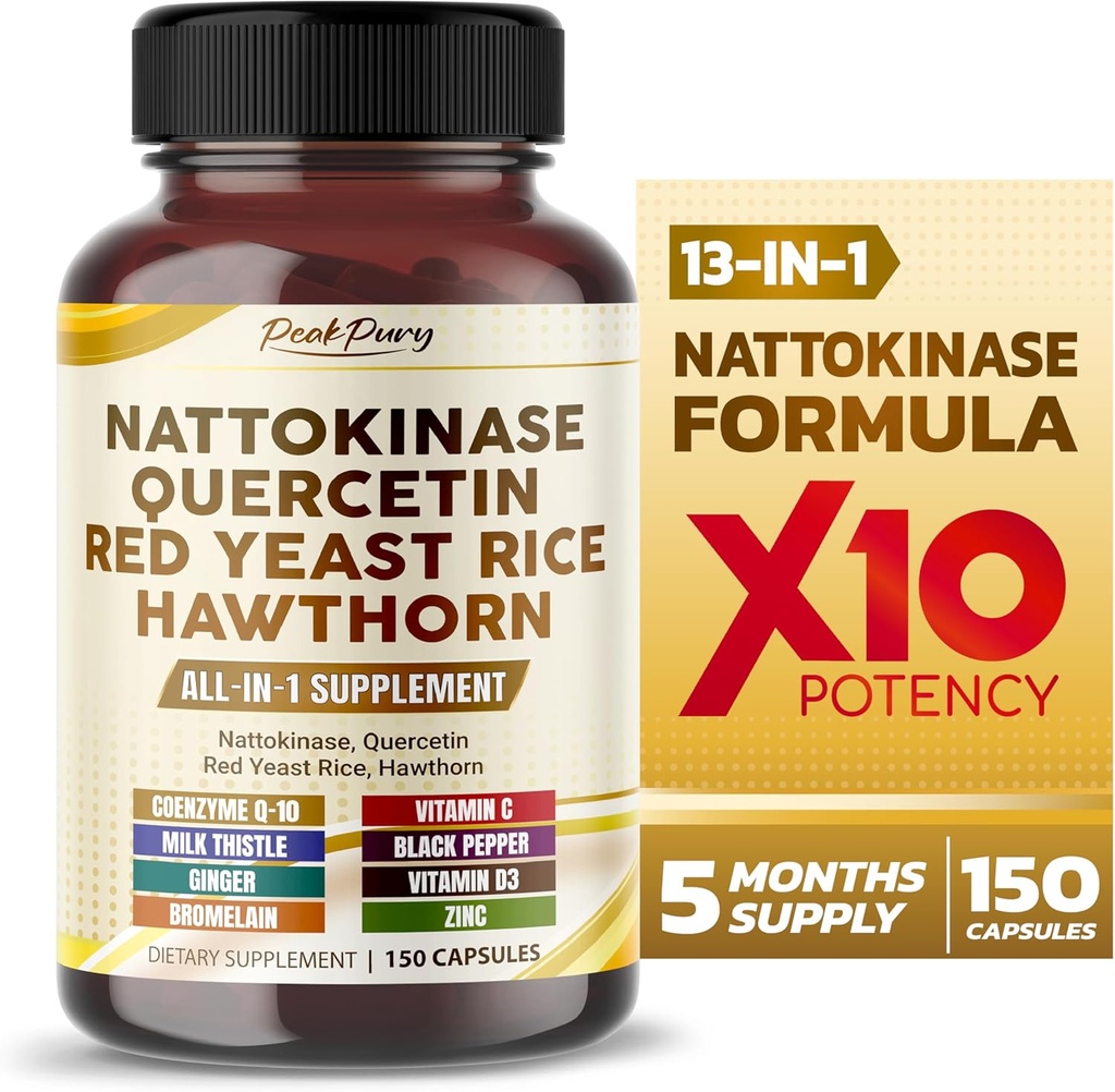 Nattokinase 5000FU Quercetin Red Yeast Rice Hawthorn - Συνολική υποστήριξη ευεξίας - Made in USA