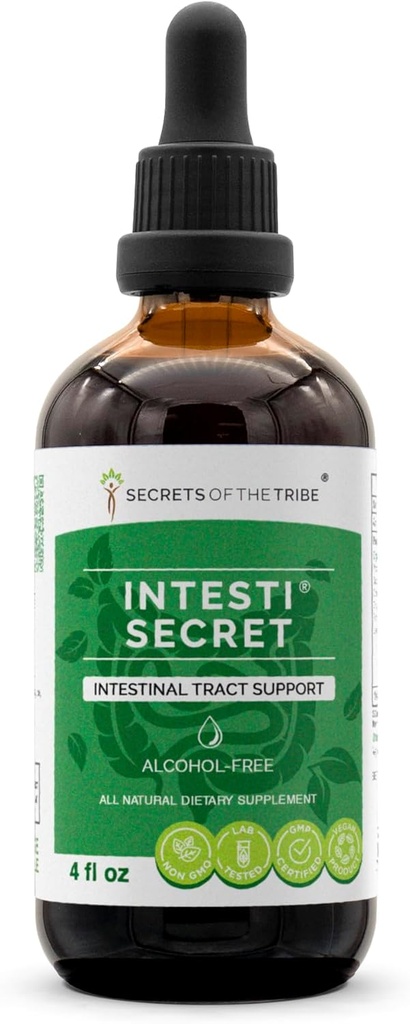 Intesti Secret Alcohol-Free Extract, μέντα, δαντέλα, γαρύφαλλα, Τζίντζερ, Σπόροι μάραθου, λεβάντα.