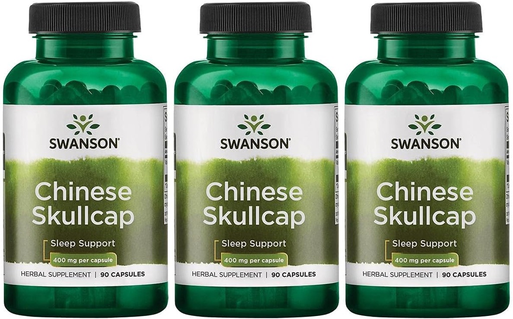 Swanson Chinese Skullcap - Βότανο συμπλήρωμα Προώθηση Χαλάρωση '&' Υποστήριξη ύπνου - Flavonoid Formula για να βοηθήσει Soothe Nerves - (90 κάψουλες, 400mg το καθένα) 3 Συσκευασία