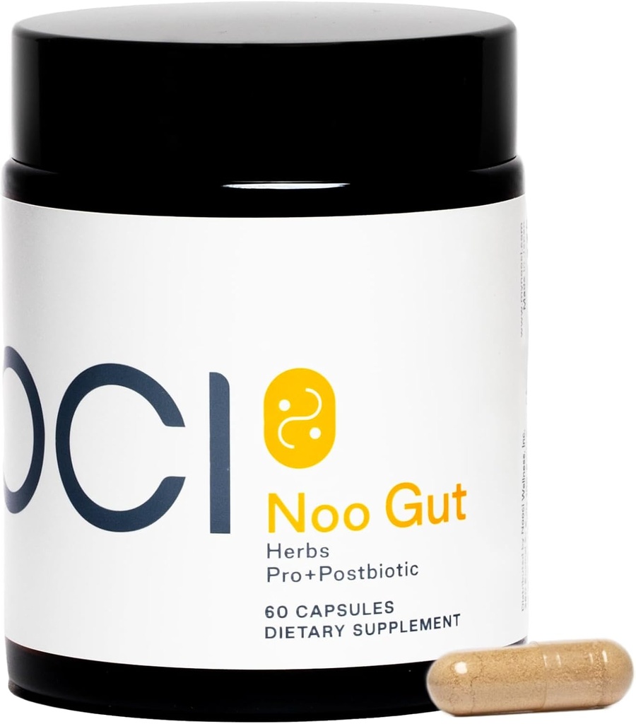 NOO Gut, Gut & Skin: Βότανα, προβιοτικά, Postbiotic, 3-in-1 Formula για την υγεία των ούλων, Bloat Support, Τακτικές κινήσεις του εντέρου, Λαμπερό δέρμα, 60 κάψουλες Vegan