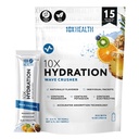 10X Health Electrolyte Drink Mix - Hydration Packets - Sodium, Magnesium, Potassium Citrate & Electrolytes Packets - Naturally Flavored, Dye-Free & Sugar-Free Hydration Packs - 15 Sticks, Wave Crusher