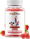 HMB and Leucine Amino Acid Gummies: HMB Supplements for Men Women with L-Glutamine for Muscle Growth Fast Workout Recovery, Sugar Free Vegan Non-GMO Strawberry Flavored 30 Day Supply