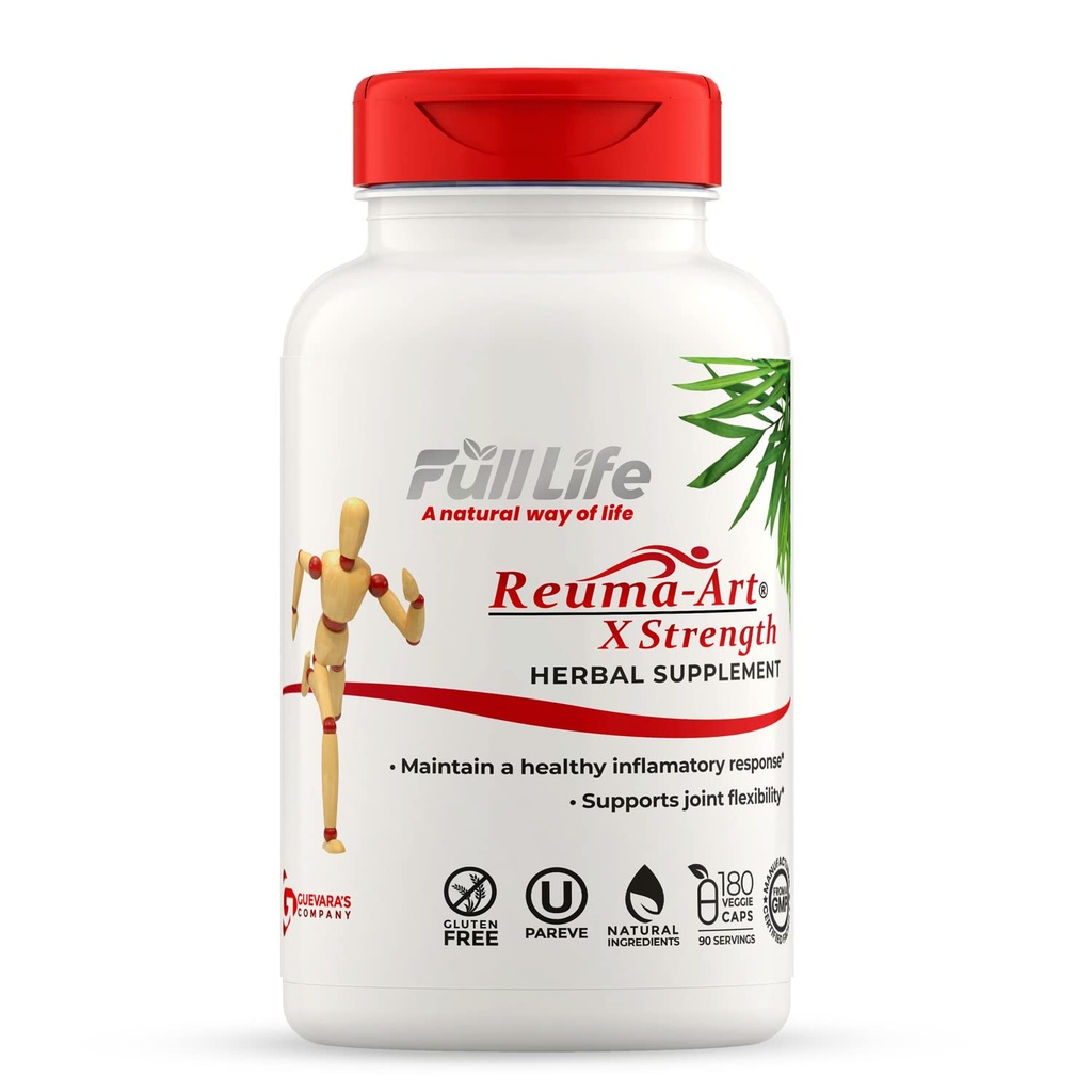 Full Life Reuma-Art X Strength – 400 mg Βότανα Συμπληρώματα - Υποστηρίζει Κοινή Ευελιξία – 180 κάψουλες Veggie