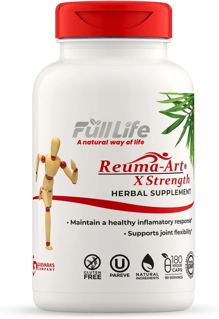 Full Life Reuma-Art X Strength – 400 mg Herbal Supplements - Supports Joint Flexibility – 180 Veggie Capsules