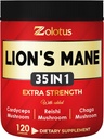 Zolotus 35 σε 1 Lions Mane Mushroom Κάψουλες Cordeyceps, Reishi, Elderberry, Ashwagandha, Panax Ginseng - 120 κόμης