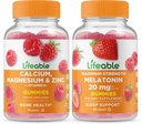 Lifeable Calcium, Magnesium, Zinc & Vitamin D + Melatonin 20mg, Gummies Bundle - Great Tasting, Vitamin Supplement, Gluten Free, GMO Free, Chewable Gummy