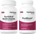 FertilAid για γυναίκες & ovaboost Combo, συμπλήρωμα γονιμότητας γυναικών & φυσική γονιμότητα Βιταμίνη με Myo-Ινοσιτόλη, Vitex & Βιταμίνες για την υποστήριξη της ωορρηξίας, την κανονικότητα κύκλου & την ποιότητα των αυγών, 1 μήνα προσφοράς