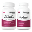 FertilAid για γυναίκες & ovaboost Combo, συμπλήρωμα γονιμότητας γυναικών & φυσική γονιμότητα Βιταμίνη με Myo-Ινοσιτόλη, Vitex & Βιταμίνες για την υποστήριξη της ωορρηξίας, την κανονικότητα κύκλου & την ποιότητα των αυγών, 1 μήνα προσφοράς