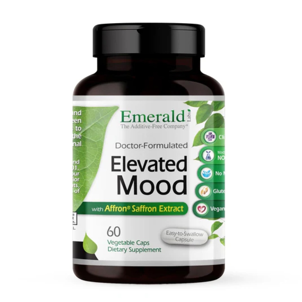 Emerald Labs Eleved Mood - συμπλήρωμα διαχείρισης στρες με εκχύλισμα Asensoril Ashwagandha & εκχύλισμα Affron Saffron - 60 κάψουλες λαχανικών (30-Day Supply)