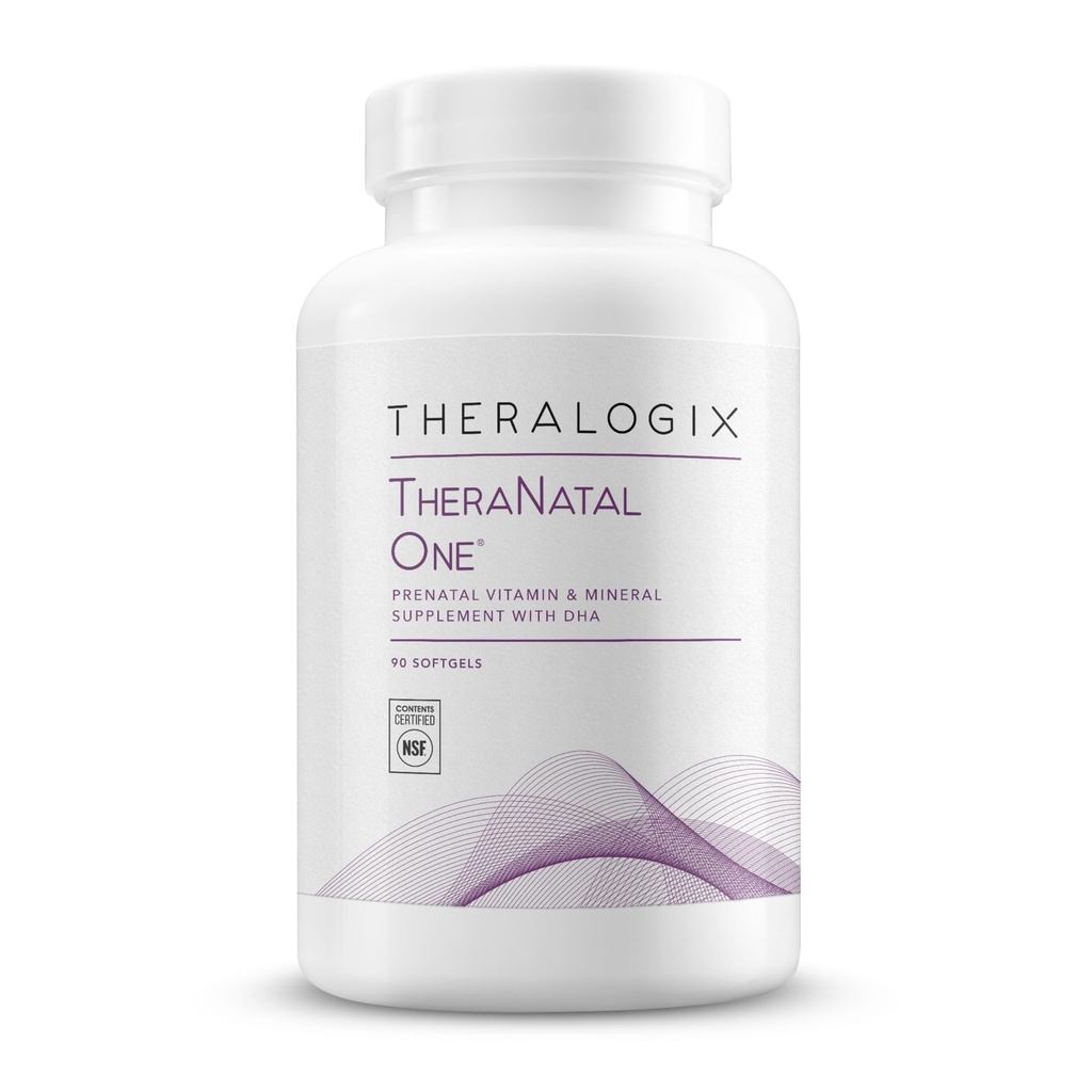 Theralogix TheraNatal One Προγεννητική Βιταμίνη - 90-Day Supply - Προγεννητική Πολυβιταμίνη με DHA, βιταμίνη D3, μεθυλιωμένο Φολικό, Σιδήρου & Περισσότερα για να υποστηρίξει μια υγιή εγκυμοσύνη* - NSF Certified - 90 Softgels