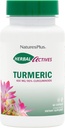 Natures Plus Herbal Actives Turmeric - 400 mg, 95% Κουρκουμίνη, 60 Vegan Capses - Χορτοφαγικά, Χωρίς Γλουτένη - 60 Σερβιέτες