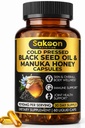 Black Seed Oil Capses - Με Μέλι Μανούκα Νέας Ζηλανδίας, Ψυχρό Πιέζεται Τουρκικό Λάδι Nigella Sativa, 2% Thymoquinone, Ανοσοποιητική & Πειθαρχική Υποστήριξη, Made in USA, 60 Count, 1010mg ανά μερίδα