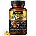 Black Seed Oil Capsules - With New Zealand Manuka Honey, Cold Pressed Turkish Nigella Sativa Oil, 2% Thymoquinone, Immune & Digestive Support, Made in USA, 60 Count, 1010mg per serving