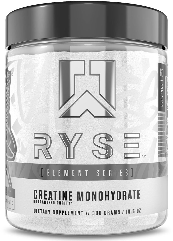 RYSE Creatine Monohydrate Powder - Unflavored - Υποστηρίζει άνδρες και γυναίκες Lean μυϊκή ανάπτυξη, δύναμη, και αντοχή - Βοηθά στη μείωση της κόπωσης και τη βελτίωση της αποκατάστασης προπόνηση - 60 εξυπηρετήσεις