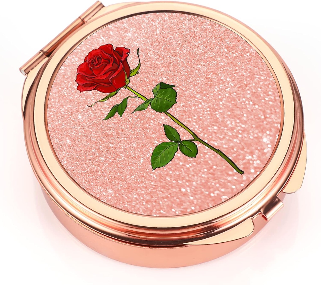 Dynippy Pill κουτί περίπτωση χάπια με καθρέφτη Pocket 3 περίπτωση της ιατρικής περίπτωσης χάπια βιταμίνης για Pocket Purse και τα ταξίδια (Round, Rose Gold-Rose)