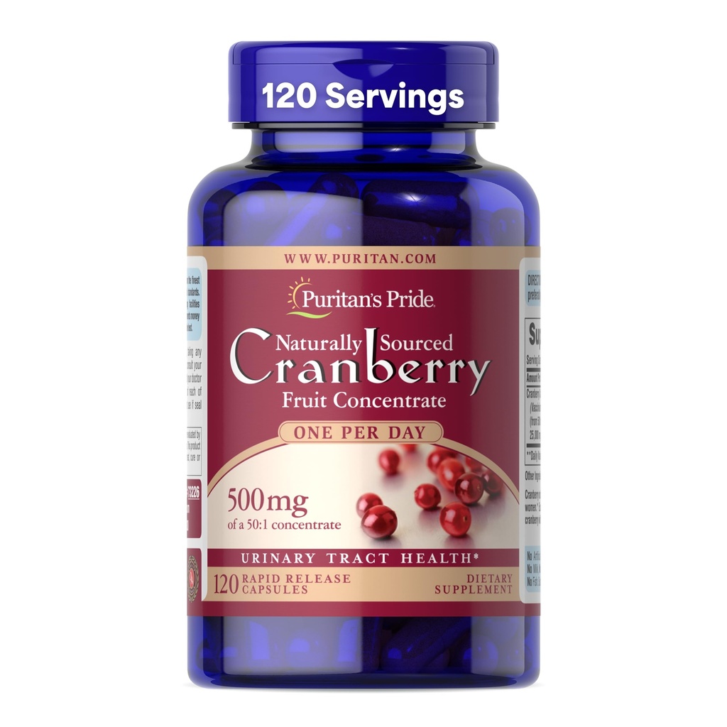 Puritan's Pride One A Day Cranberry - 120 κάψουλες υποστηρίζει την υγεία των ούρων
