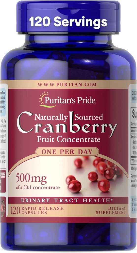 Puritan's Pride One A Day Cranberry - 120 κάψουλες υποστηρίζει την υγεία των ούρων
