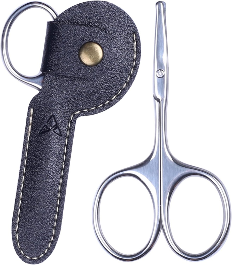 3.75" Nose Hair Scissors, Round Tip Small Facial Mustache Scissors for Men's Trimming