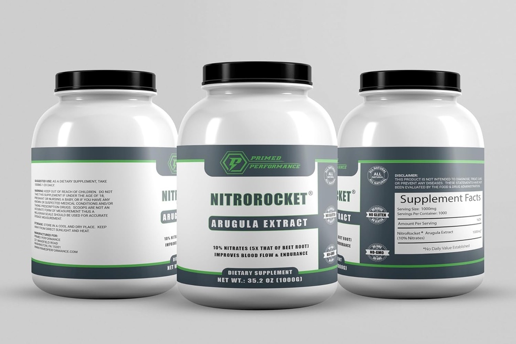 NitroRocket Nitric Oxide Booster - Βοηθά στην υποστήριξη της ροής του αίματος Nitric Oxide Παραγωγή - Nitric Oxide Συμπληρώματα για τους άνδρες και τις γυναίκες - Ενίσχυση της ενέργειας, Γνωστική λειτουργία & μυϊκή οξυγόνωση (1000 γραμμάρια)