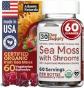 Sea Moss Gummies with Lions Mane Mushroom - Sea Moss Gel Εναλλακτική λύση με την ιρλανδική Moss, Reishi, Cordyceps, Chaga & Turkey Tail Supplement - Focus Gummy χωρίς καφέ- 60 ct