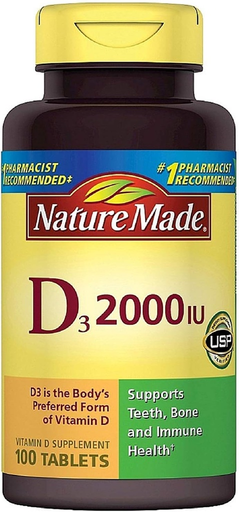 Φύση Φτιαγμένη Βιταμίνη D3 2000 IU Δισκία 100 ea (πακέτο των 11)