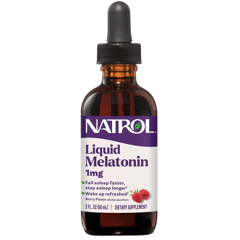 Natrol Liquid Melatonin 1 mg, Adult Melatonin συμπλήρωμα για την πτώση του ύπνου ταχύτερη και να μείνετε περισσότερο ύπνο, αφύπνιση Αναζωογονηθεί, 2 FL OZ Berry-Flavored Liquid, 15 εξυπηρετούν