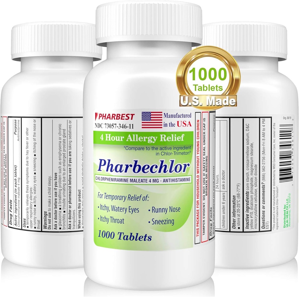 Ulai 4 Ώρα Αλλεργία Ανακούφιση 1000 Ct [Made in USA] 