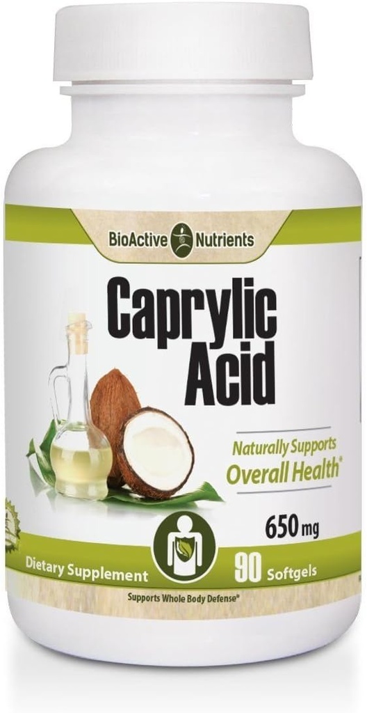 BIOACTIVE NUTRIENTS - Καπρυλικό οξύ - 600mg - 100 Softgels - Συμπλήρωμα για την υγεία των ορνίθων και της πέψης, ισορροπία GI, υποστήριξη του γαστρεντερικού, και ενδοεντερική υγεία, χωρίς γλουτένη