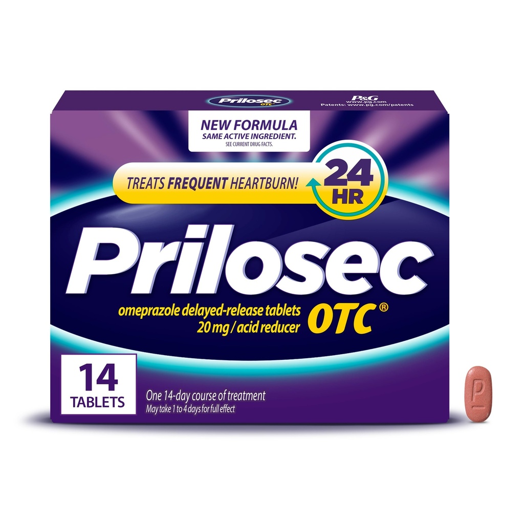 Prilosec εξωχρηματιστηριακά, Ομεπραζόλη Καθυστερημένη απελευθέρωση 20mg, Οξύ Μειωτήρα, Αντιμετωπίζει Συχνές Heartburn για 24 ώρες Relief, All Day, All Night*, Heartburn Medicine, 20mg, 14 Tablets