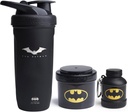 Smartshake DC Comics Bundle – Batman Stainless Steel Protein Shaker 900ml with Funnel 110ml and Storage Containers 200ml.