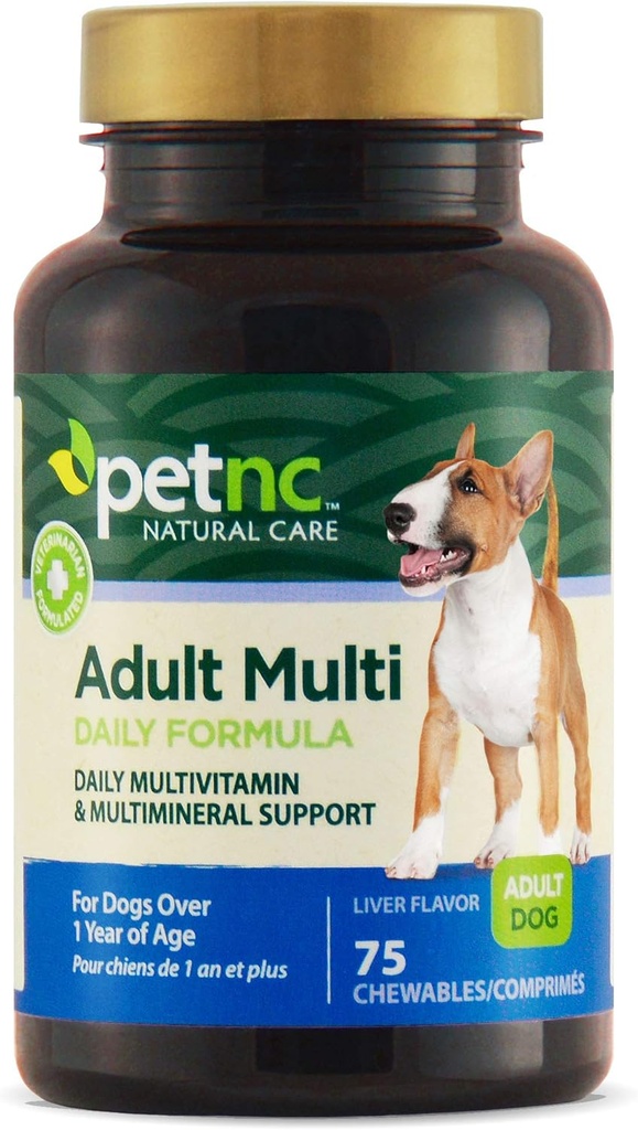 Petnc Natural Care Adult Multi Chewables (75 Count), Daily Dog MultiVitamin & Multimineral Support, περιλαμβάνει ψευδάργυρο, μαγνήσιο & More, υποστηρίζει τη συνολική υγεία, για τα σκυλιά 1+ έτος, συκώτι Γεύση