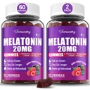 Μελατονίνη Gummies 20mg για ενήλικες - Μέγιστη δύναμη Μελατονίνη Gummies με L-Θεανίνη, Μαγνήσιο, Omega-3, MSM, D3 & Ψευδάργυρος - Μη-Σχηματίζοντας, Vegan, Μη GMO, Φυσικό Μεικτό άρωμα μούρου