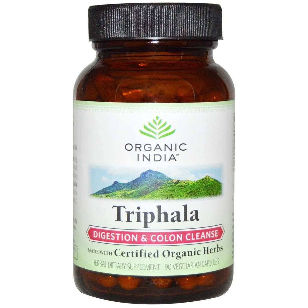 ORGANIC INDIA Triphala Κάψουλες Βιολογικό - φυτικό συμπλήρωμα με Amla, Bibhitaki, Χαριτάκη, Digestion & Colon Υποστήριξη, ανοσοποιητικό σύστημα Υποστήριξη, Adaptogen, Vegan, USDA Certified Organic - 90 Κάψουλες