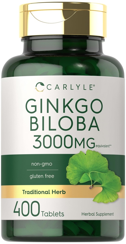 Carlyle Ginkgo Biloba | 400 Tablets | Non-GMO, Gluten Free Herbal Supplement
