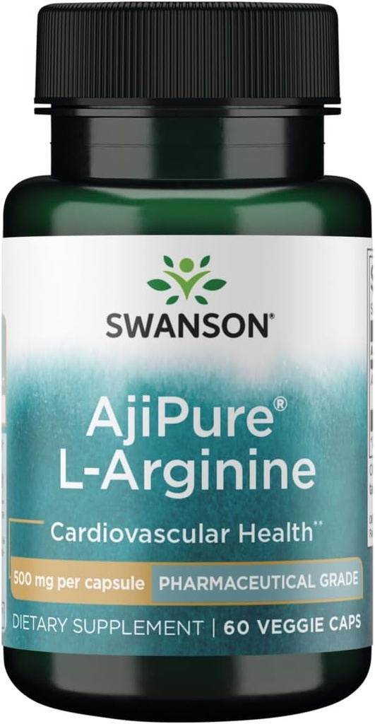 Swanson Amino Acid Ajipure L-Arginine Pharmaceutical Grade 500 Milligrams 60 Veg Capsules