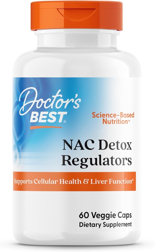 Doctors Best NAC Detox Regulators, Supports Cellular Health & Liver Function, Non-GMO, Gluten Free, Soy Free, Vegetarian 60 Veggie Caps