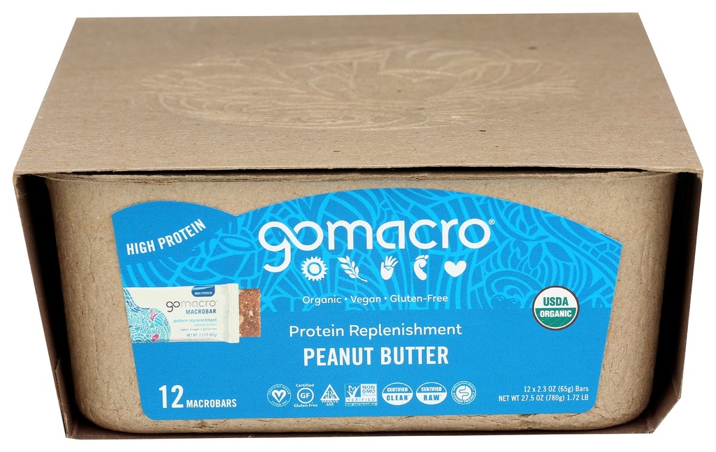 GoMacro MacroBar Organic Vegan Protein Bars, Φυστικοβούτυρο, 2.3 Μπαρ Ουγγιάς (πακέτο των 12)