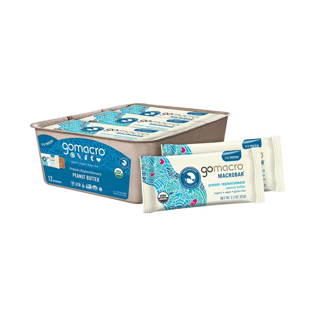 GoMacro MacroBar Organic Vegan Protein Bars, Φυστικοβούτυρο, 2.3 Μπαρ Ουγγιάς (πακέτο των 12)
