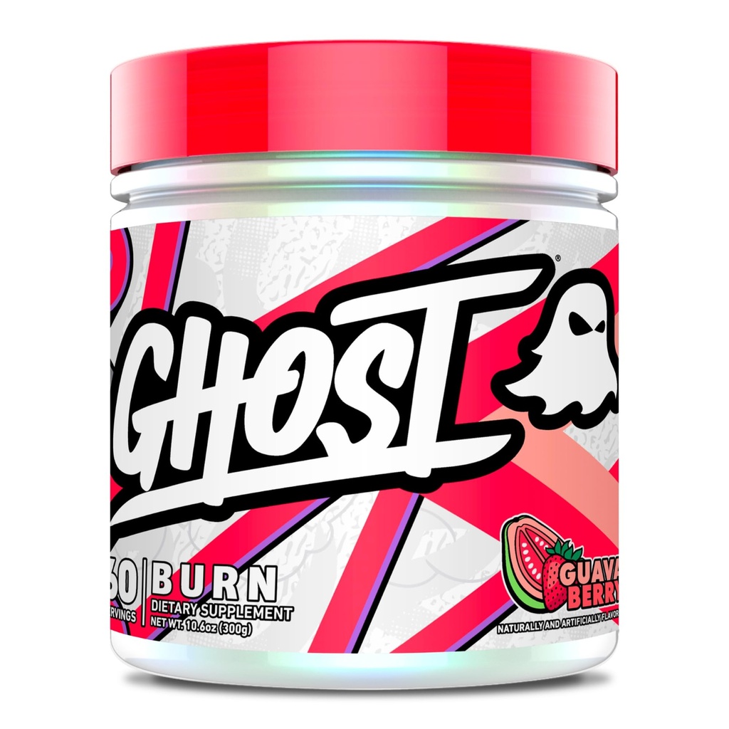 GHOST Burn Weight Management Powder, Guava Berry (60 Servings) - Μεταβολισμός & Ενεργειακή Υποστήριξη συμπλήρωμα για άνδρες & γυναίκες - Φυσική καφεΐνη, L-καρνιτίνη & L-Τυροσίνη - Γλουτένη, Σόγια & Χωρίς ζάχαρη, Vegan