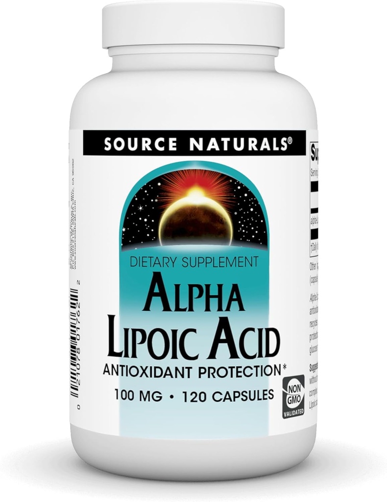 Source Naturals Alpha Lipoic Acid 100 mg Υποστηρίζει τον υγιή μεταβολισμό ζάχαρης, ηπατική λειτουργία & παραγωγή ενέργειας - 120 κάψουλες