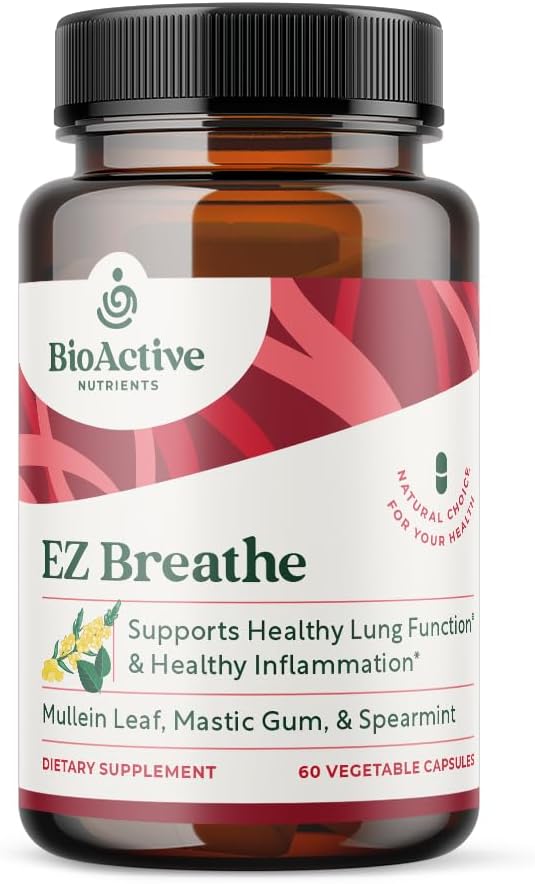 BIOEST NUTRIENTS EZ Ανάπνευσε - 60 κάψουλες - Muellein Leaf, Bromelain, και Spearmint Συμπλήρωμα - Υποστηρίζει Γενική Υγεία