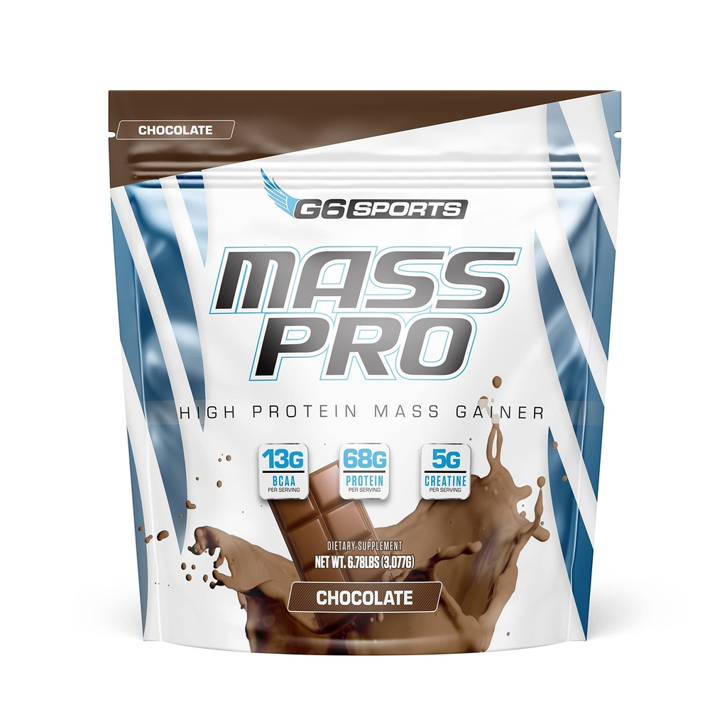 G6 Sports Nutrition Mass Pro High Protein Mass Gainer (64g πρωτεΐνη, σκόνη Avocado, σκόνη λαδιού καρύδας, σκόνη πετρελαίου MCT) – 7lb τσάντα – σοκολάτα
