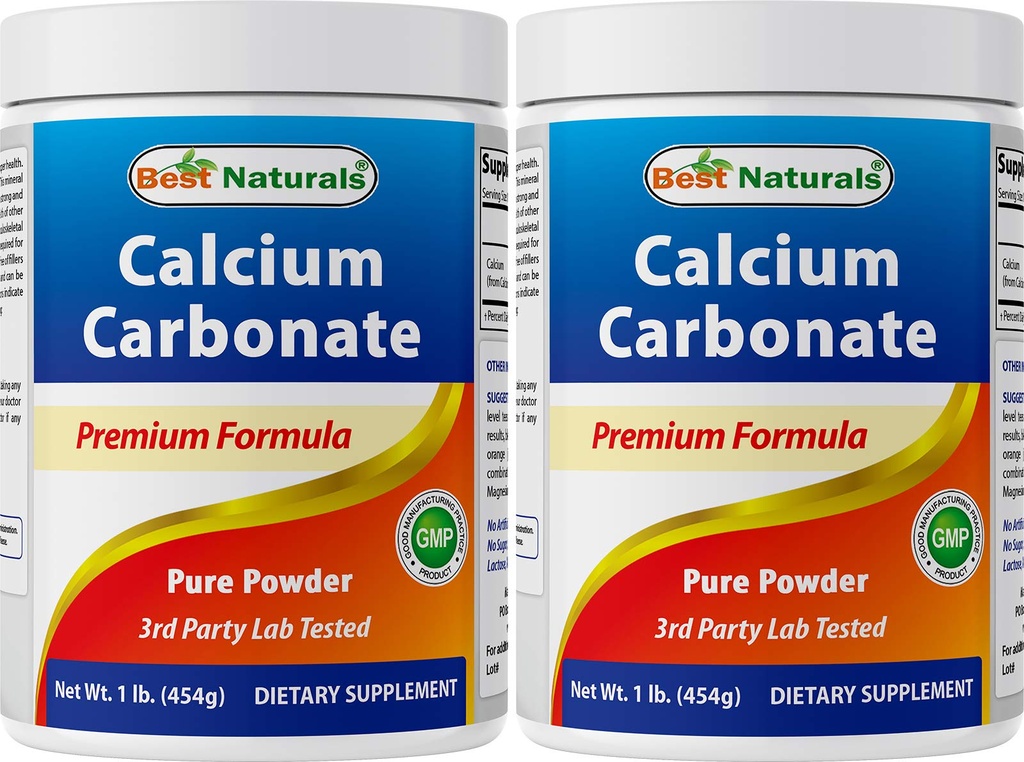 2 Pack - Best Naturals Ασβέστιο ανθρακική σκόνη 1 λίρα (Σύνολο 2 Λίρες) - βαθμός τροφίμων