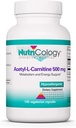 Nutricology Acetyl-L-Carnitine 500mg συμπλήρωμα - Μεταβολισμός και την ενεργειακή υποστήριξη, ALC, ελεύθερη μορφή Amino Acid, κάψουλες χορτοφάγων - 100 Count