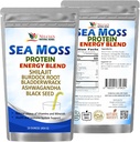NELCIA'S NATURAL HERBS Sea Moss Ashwagandha Protein Powder - Φυσική Ιρλανδική Θάλασσα Moss, Bladderwrack και Burdock Root, Μαύρος Σπόρος και Shilajit σκόνη (16oz)