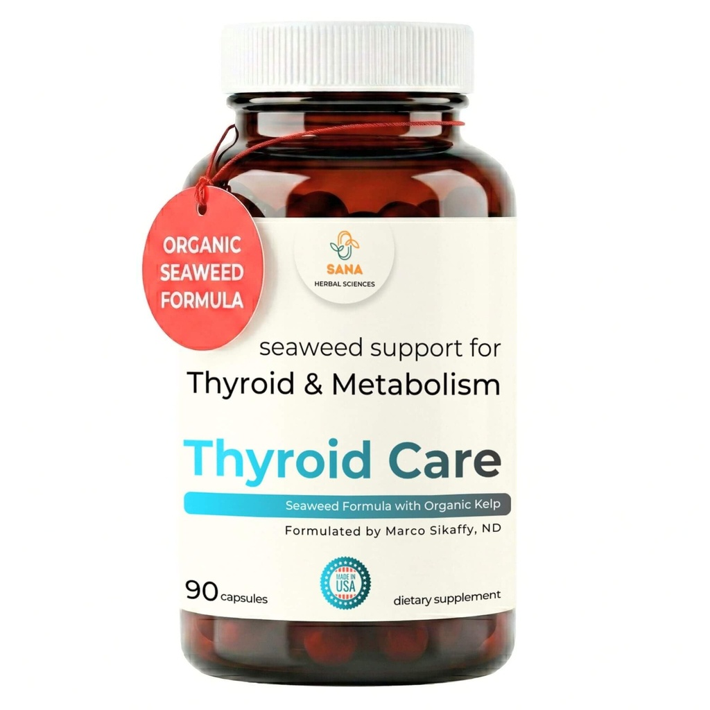 Organic Seaweed Thyroid Support – 210 mcg Φυσικό ιώδιο από Kelp, Dulse & Bladderwrack – Υποθυρεοειδισμός, Ορμονική Ισορροπία & Μεταβολισμός Βοήθεια – 90 Κάψουλες – από Sana Herbal και Dr. Marco Sikaffy