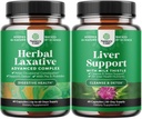 Bundle of Herbal Laxative Capsules with Probiotics and Milk Thistle Liver Support Supplement - Natural Colon Detox Digestive Support System - Herbal Liver Supplement with Silymarin Milk